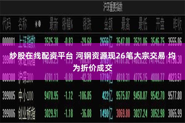 炒股在线配资平台 河钢资源现26笔大宗交易 均为折价成交